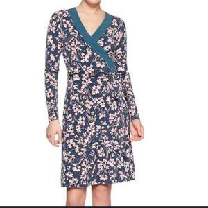 2 for $30 sale: Banana republic long sleeve floral wrap dress teal w/ cream red